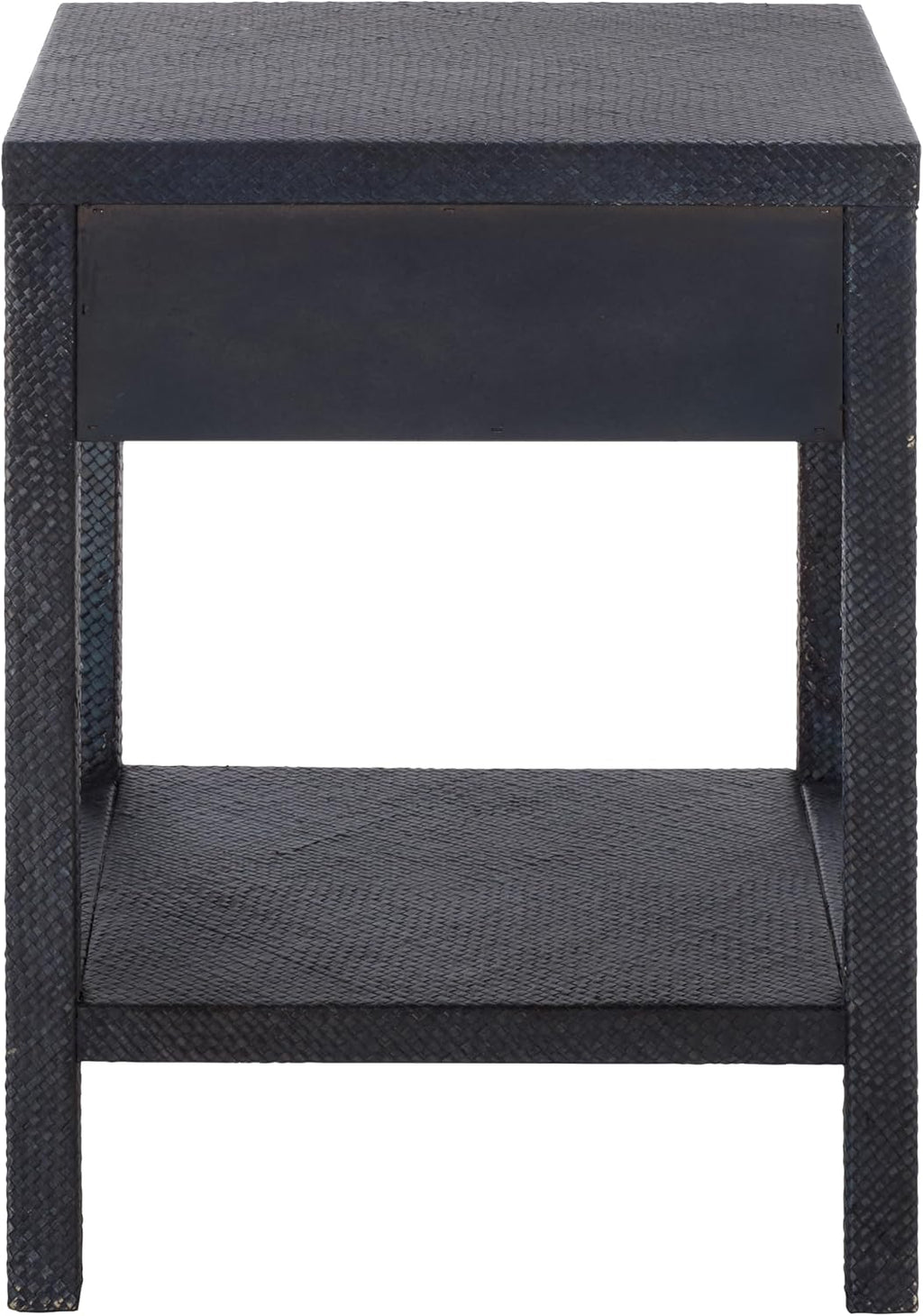SAFAVIEH Home Collection – Epke Navy 1-Drawer 1-Shelf Accent Table, Woven Raffia Design, Fully Assembled (ACC6616C)