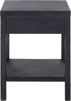 SAFAVIEH Home Collection – Epke Navy 1-Drawer 1-Shelf Accent Table, Woven Raffia Design, Fully Assembled (ACC6616C)