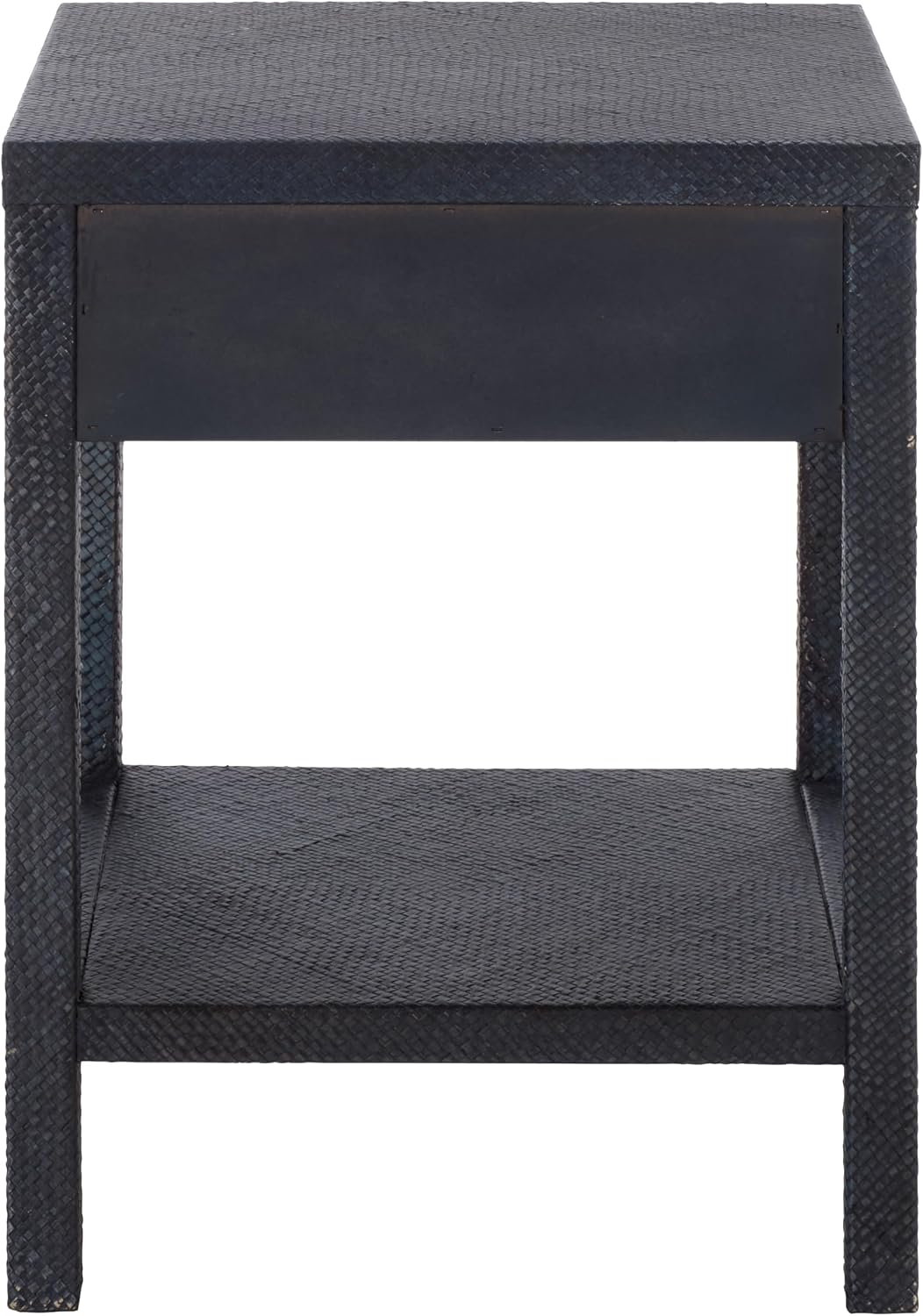SAFAVIEH Home Collection – Epke Navy 1-Drawer 1-Shelf Accent Table, Woven Raffia Design, Fully Assembled (ACC6616C)