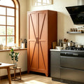 Bevivog Tall Rust Brown Storage Cabinet, 71" Metal Pantry Cabinet with 2 Doors and 4 Adjustable Shelves, Industrial Farmhouse Metal Pantry Cabinet for Kitchen Garage