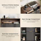 ModernMate Fluted Mobile Office File Cabinet with 3 Drawers, 37" Rolling Storage Cabinet with Charging Station, Small Printer Stand for Home Office, Black Walnut