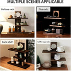 LIYAOLI Wooden Desktop Shelf, 3-Tier Aesthetic Display Stand for Coffee Mugs, Tea Cups, Desk Hutch, Countertop Organizer for Kitchen, Bathroom & Office Decor, Perfume Organizer (Vintage)