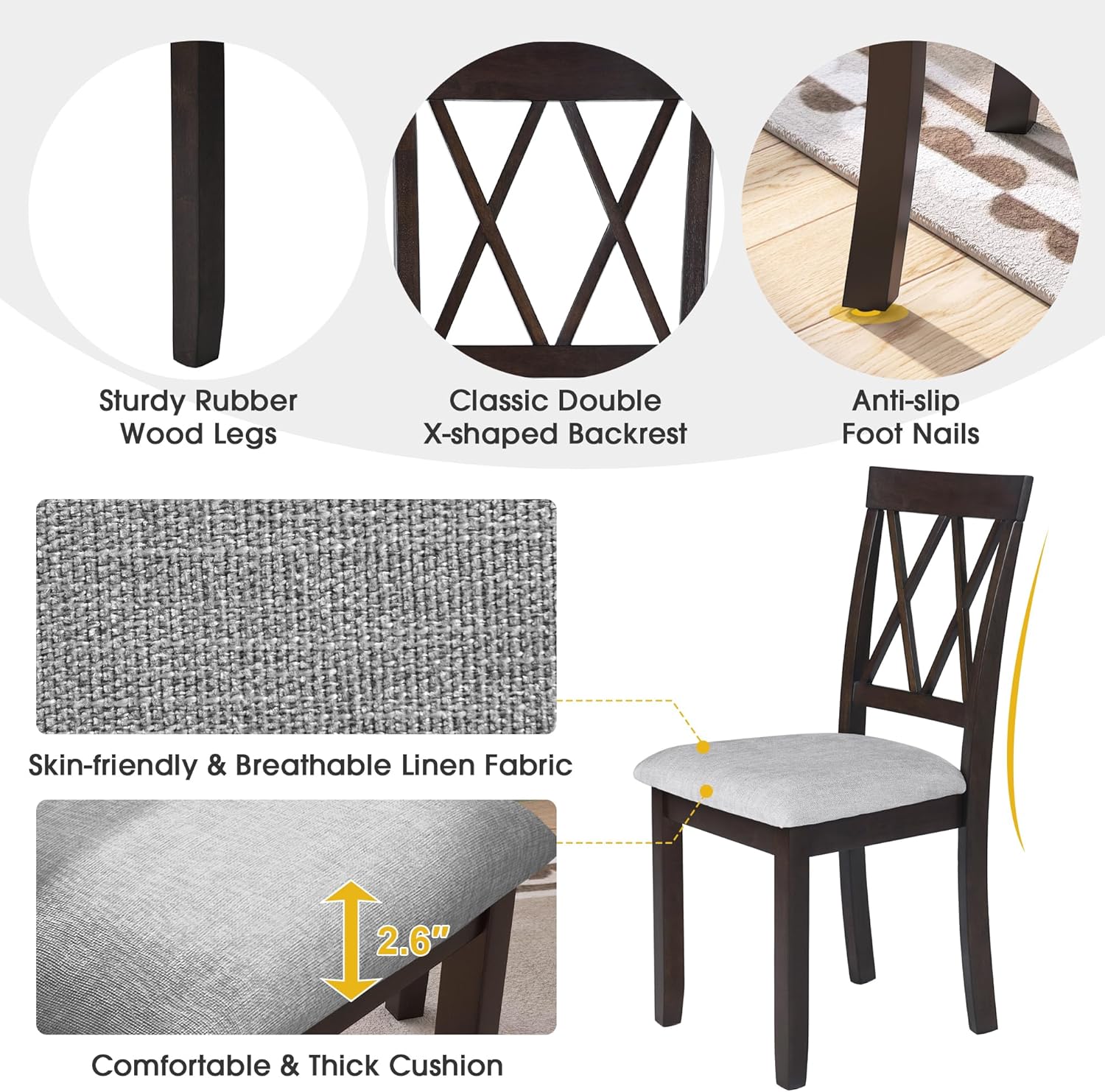 Merax Farmhouse Wooden Dining Set of 3, 45.6 inch Extendable Kitchen Table with Drop Leaf, 2 Chairs with Backrest for Small Space, Easy Assemble Espresso