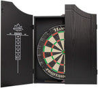 HAN'S DELTA Professional Bristle Dartboard Cabinet Set, Metal Corner Reinforcement, Regulation Steel Tip Dartboard, Includes 6 Steel Tip Darts and Scoreboards (Black)