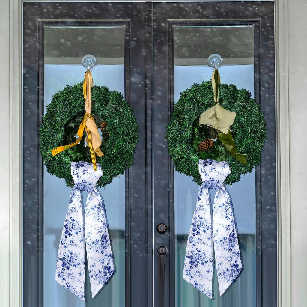 2 Pcs Wreath Sash for Front Door Reversible Chinoiserie Wreath Sash Accessories Decor for Monogram Garland Ribbon Porch Indoor Outdoor Home Party Yard Doorway(Chinese Style)