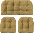 RSH DECOR: 3-Piece Wicker Tufted Cushion Set | 44” x 22" & 22" x 22" | All-Weather Spun Fabric | Outdoor Loveseat & U-Shape Cushions for Patio Furniture | Made in USA (Luca Rib Pecan)