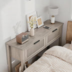 GAOMON Entryway Table with 2 Drawers, Farmhouse 43 Inch Wood Fluted Console Table with Shelf, 2 Tier Sofa Table with Storage for Living Room, Foyer Tables for Entryway - Grey