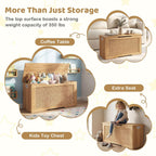 Costzon Kids Storage Bench, 40” Toy Box with Flip Top, 2 Metal Hinges and Side Handles, Wooden Entryway Bench, Rattan Style Storage Chest for Bedroom, Living Room and Playroom