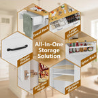YESHOMY 56" Kitchen Island with Trash Can Storage, Drop Leaf Kitchen Island with Storage, 2 Drawers, 5 Wheels, Spice Rack & Towel Holder, White and Yellow Oak