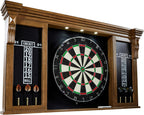 Barrington Woodhaven Dartboard Pub Style with LED Lights, Pre-Assembled | Pre-Assembled LED Pub-Style Dartboard Cabinet With 18" Sisal Board, 6 Steel Tip Darts, And Built-In Dry-Erase Scoreboards.