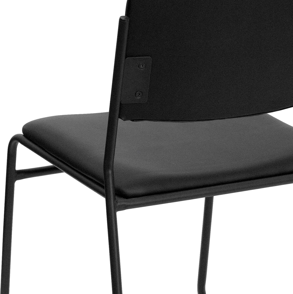 EMMA + OLIVER 500 lb. Capacity High Density Black Vinyl Stacking Chair