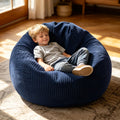 ENBAOHUI Bean Bag Chairs with Memory Foam Chairs for Kids Teens Toddler Faux Fur Sofa Chair with Handle Navy Blue