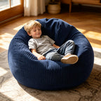 ENBAOHUI Bean Bag Chairs with Memory Foam Chairs for Kids Teens Toddler Faux Fur Sofa Chair with Handle Navy Blue