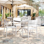 Flash Furniture Bridgeport Slat Back Patio Chair with Contoured Seat, Commercial All-Weather Stacking Resin Chair, UV Resistant, Indoor-Outdoor, White, Set of 4