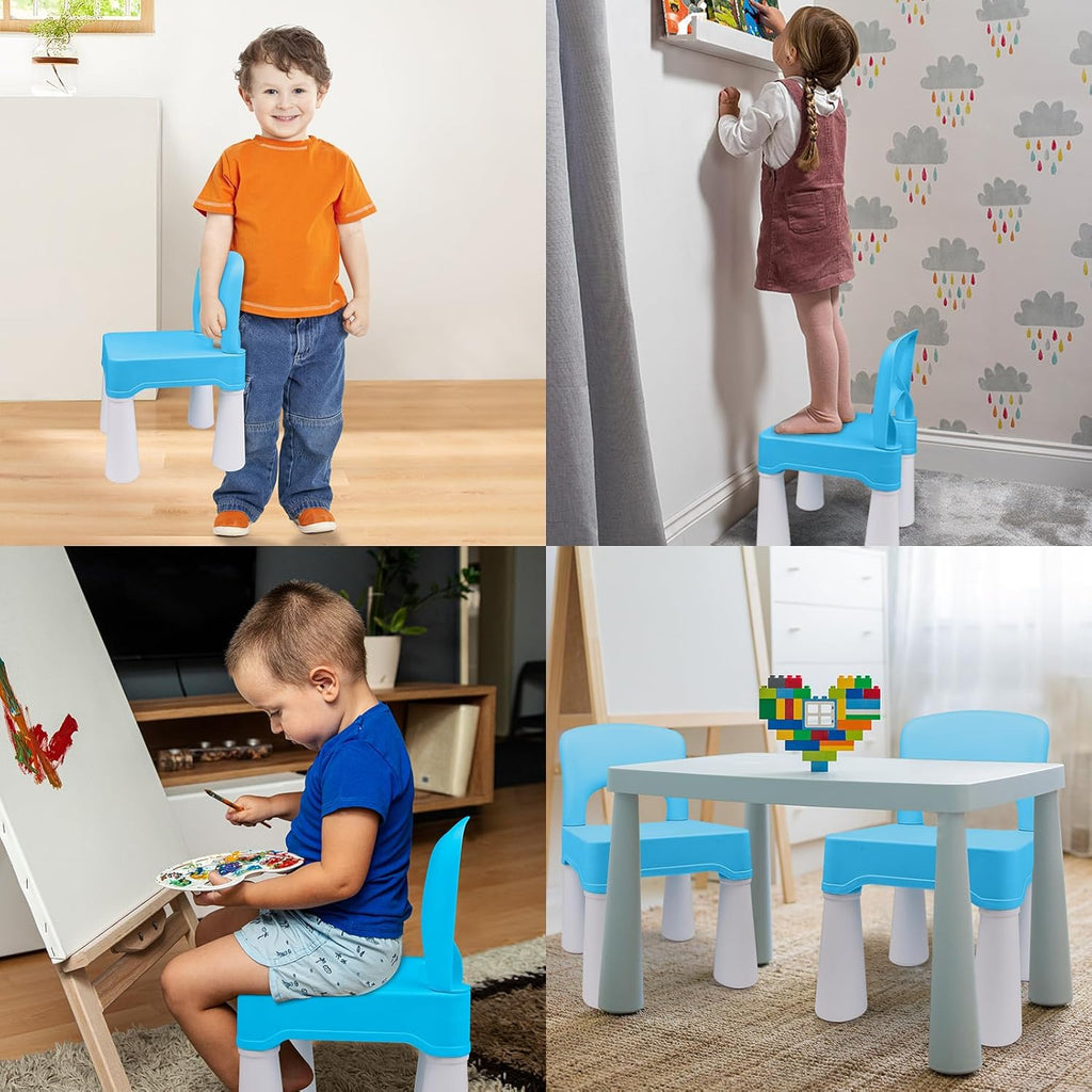 burgkidz Toddler Chair for Kids Ages 2-4, Plastic Kids Chair with 9.3" Seat Height, Lightweight & Durable, Easy-Clean for Indoor/Outdoor Use, Favorite Calming Blue for Boys Girls