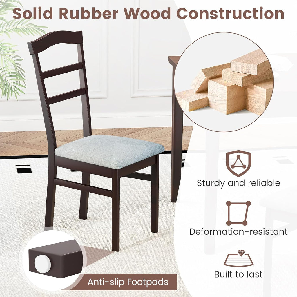 Giantex Wooden Dining Chairs Set of 4, Upholstered Kitchen Chair w/Rubber Wood Frame, Linen Fabric Padded Seat, High Curved Back, Farmhouse Accent Side Chairs for Dining Room Living Room