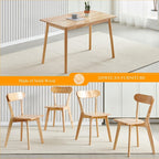 5-Piece Solid Wood Dining Table and Chairs Set for 4, Modern Wood Kitchen Table Set Kitchen Table with 4 Wooden Dining Chairs Set for Small Space