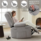 Swivel Rocker Recliner Chair, Manual Recliner Single Sofa with Cup Holders and Side Pocket, Chenille Fabric, Upholstered Nursery Rocking Chair for Living Room, Bedroom, Grey