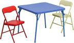 Flash Furniture Mindy Kids 3-Piece Folding Square Table and Chairs Set for Daycare and Classrooms, Children's Activity Table/Chairs Set, Multicolor