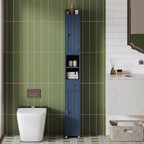 ChooChoo Narrow Bathroom Storage Cabinet with Adjustable Shelves, Tall Storage Cabinet with 2 Doors and 1 Drawer, Freestanding Cupboard for Small Spaces, Blue