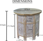 Benzara Accent Side Table, 18 Inch Round Mango Wood Top, Hand Carved Mandala Design, Natural Brown Finish, Rustic Accent End Table for Living Room, Bedroom, Entryway and Home Decor Display