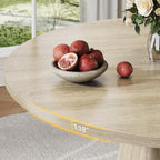 47 Inch Round Dining Table for 4-6, Circle Kitchen Table with Thickened Tabletop, Modern Dining Room Tables with Square Pedestal Base, Dinner Tables for Kitchen Small Space, Oak (Table Only)