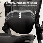 CabLady S2 Petite Office Chair for Women & Small Frames - 330lb Capacity, 4D Adjustable Lumbar/Headrest, Flip-Up Arms & Footrest, Ergonomic Desk Chair