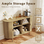 Sideboard Buffet Cabinet,46.85" Fluted Sideboard Storage Cabinet with Fluted Sliding Door,Modern Stand Console Cabinet for Kitchen & Living Room,Restaurant,Entryway(Light Oak)