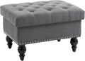 Gray Storage Ottoman with Removable Lid and Tufted Button Top