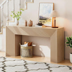55-Inch Wood Entryway Table with Storage, Narrow Long Sofa Table Behind Couch, Fluted Console Table for Entryway, Hallway, Living Room, Accent Table for Decoration and Organization, Natural Wood