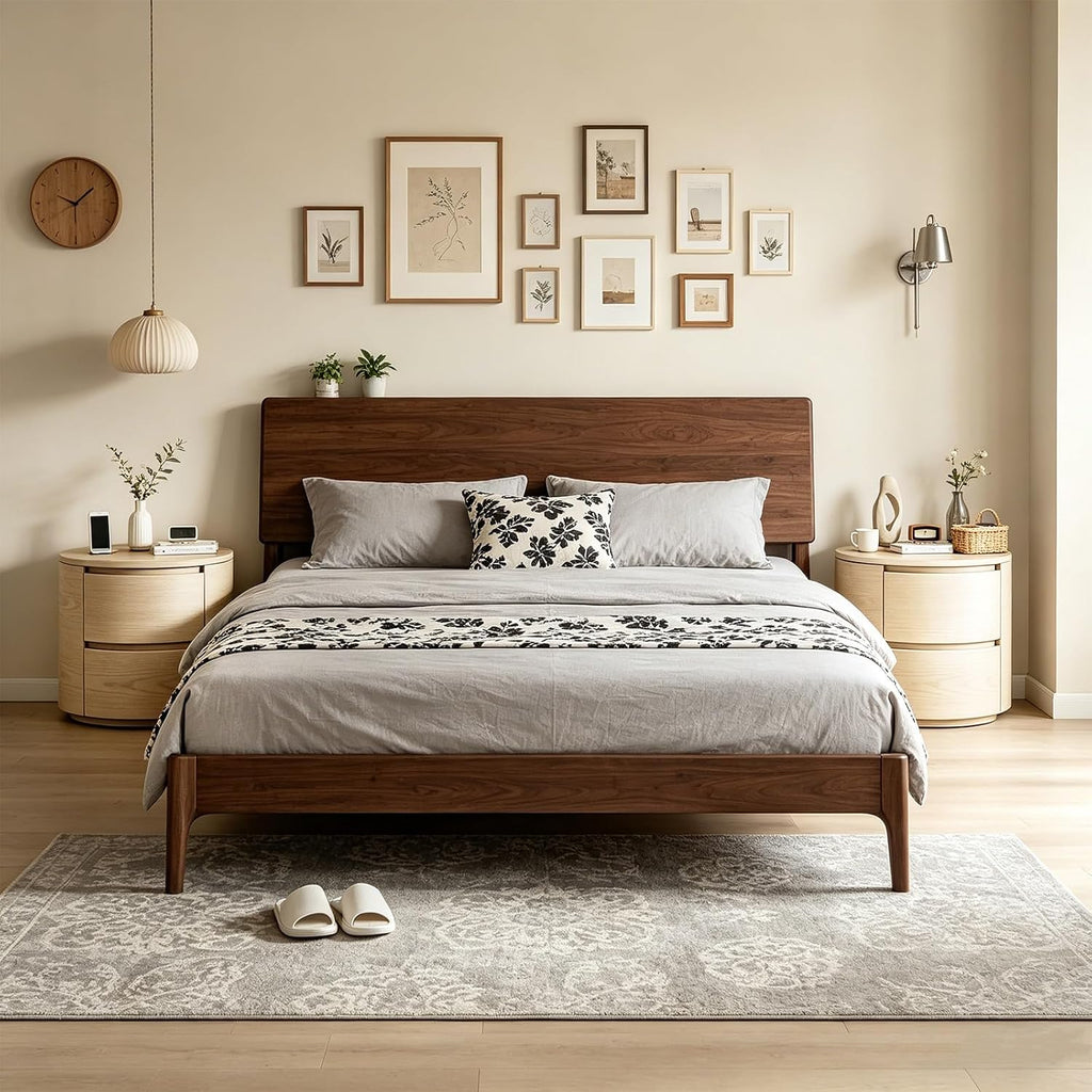 Round End Tables Living Room, End Table with 2 Drawers, Sofa Side Table with Storage, Nightstand for Bedroom, Living Room(White,45cm)