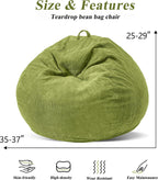 3FT Bean Bag Chairs Teardrop Bean Bag Chair for Adults Beanbag Chair with Memory Foam Filled Machine Washable Cover for Living Room, Bedroom