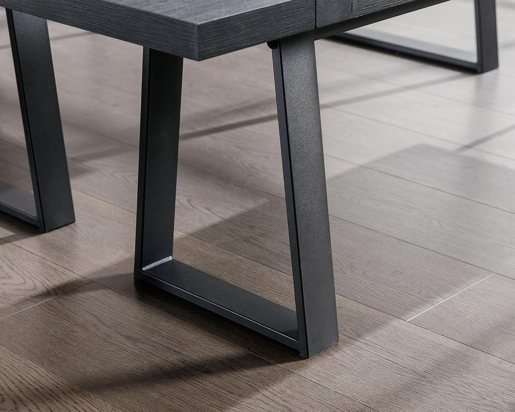 VESCASA 60" Wood Dining Bench with Black Metal Legs for Dining Room, Kitchen, Black