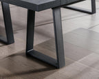 VESCASA 60" Wood Dining Bench with Black Metal Legs for Dining Room, Kitchen, Black
