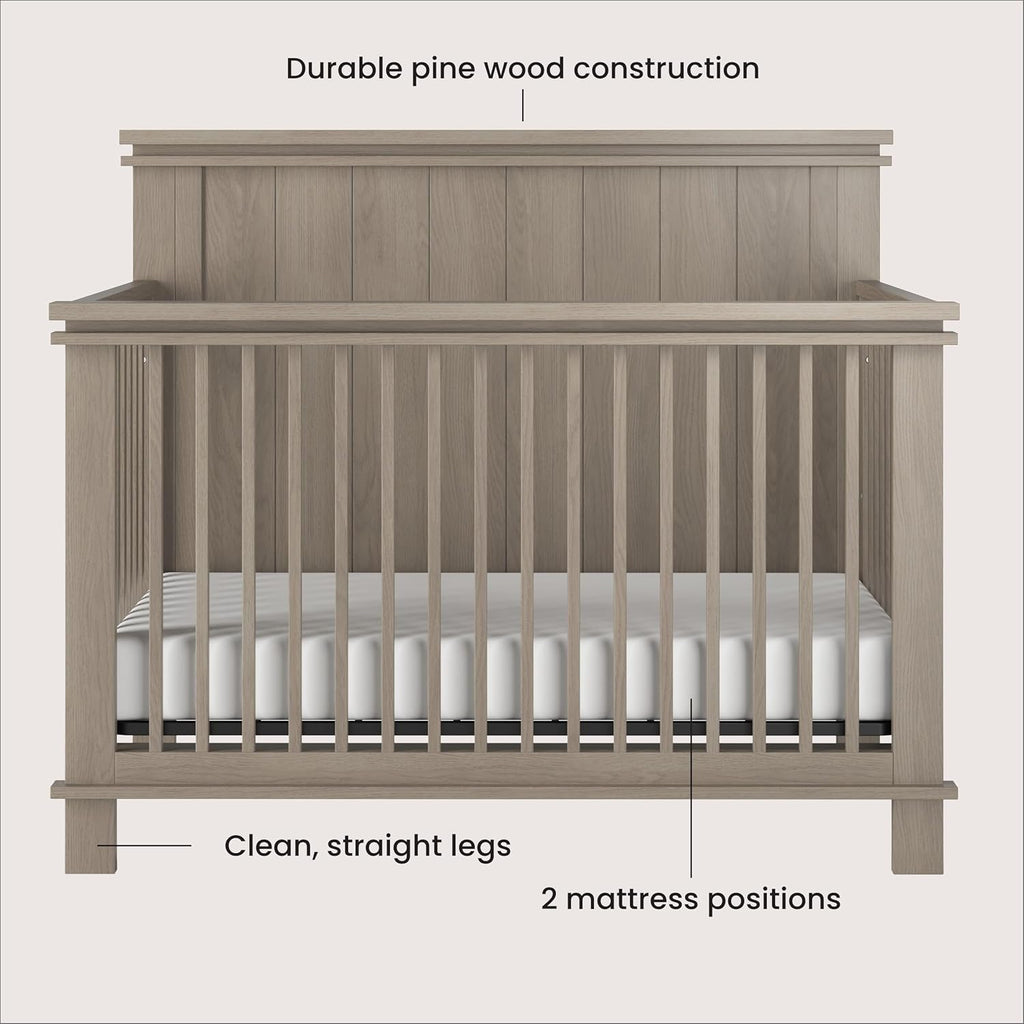Child Craft Denman Crib, Dresser and Chest Nursery Set, 3-Piece, Includes 4-in-1 Convertible Crib, Dresser and Chest, Grows with Your Baby (Crescent Gray)