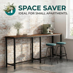 Homleke 71" L Narrow Bar Table, Counter Height Pub Desk, Rustic Brown and Black