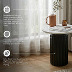 Signature Design by Ashley Wainstone Contemporary Accent Table wih Fluted Pedestal, White & Black