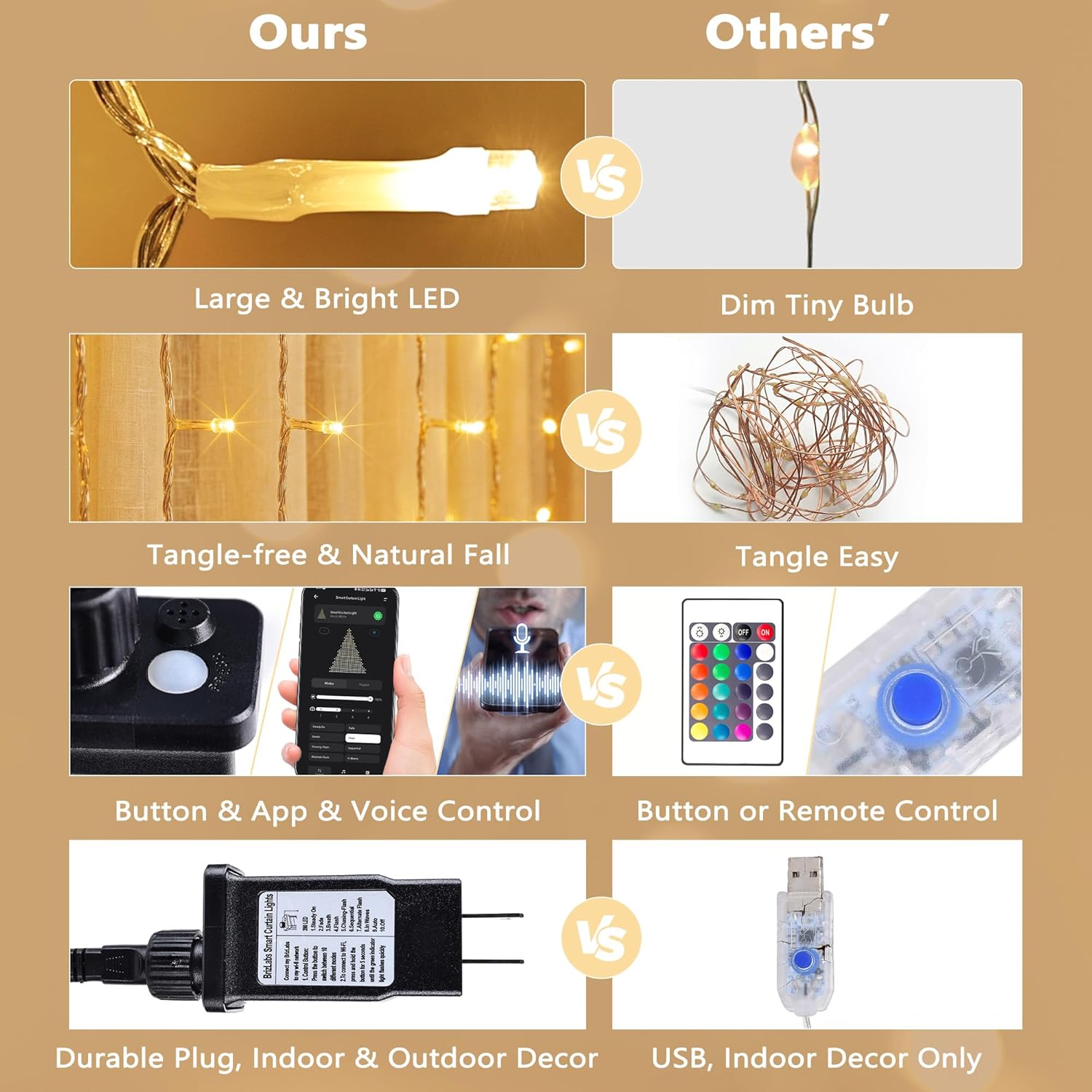 Brizled Smart Curtain Lights, 390 LED 9.8x6.3Ft Curtain Lights Outdoor, App & Voice Control Plug in Music Sync Curtain String Lights for Bedroom Wall Wedding Window Party Backdrop Indoor, Warm White