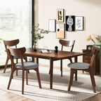 KOTEK Dining Chairs Set of 4, Mid Century Modern Kitchen Chairs with Rubber Wood Legs, Cushioned Seat, Curved Backrest, Wooden Side Chairs for Dining Room, Living Room