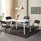 VINGLI Padded Folding Chairs with Thick Seat Cushion, Portable, Durable & Extra Comfortable Foldable Chairs for Indoor & Outdoor Events, Banquet, Party, Dinning, Work, Craft, PU, Black, 1 Pack