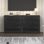 Chogori Farmhouse Solid Wood Nightstand, Rustic End Table with 3 Drawers & Vintage Ring Pulls, Sturdy Accent Side Table for Bedroom, Living Room, Hallway (Black-3 Drawers)