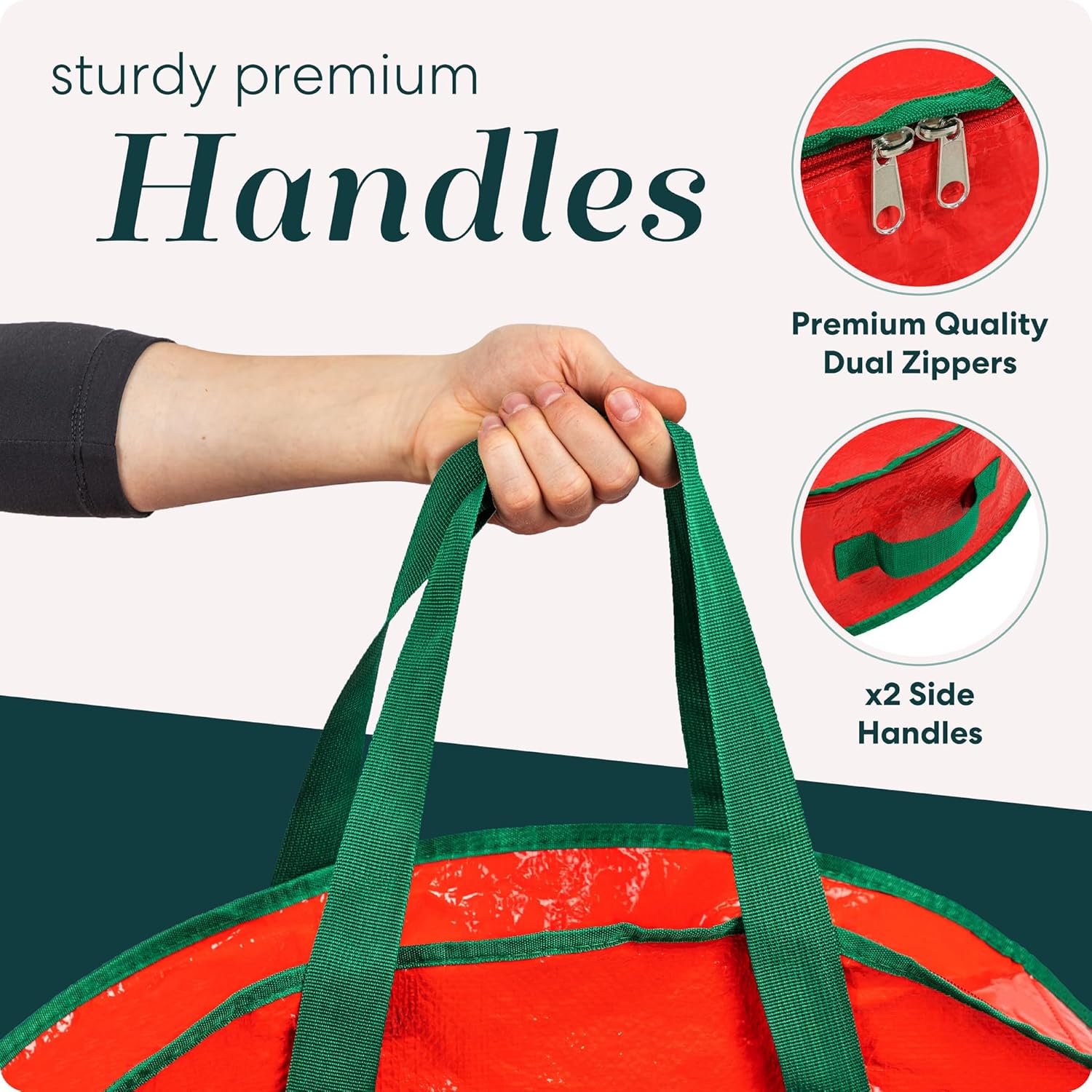 Handy Laundry Christmas Wreath Storage Bag - 2-PACK Durable, Tarp Material, Zipper, Sturdy Carry Handle, Dust, Pest Protection - Ideal Home, Garage Organization for Holiday Wreath Decoration (30")