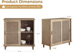 Fat Ant Sideboard Buffet Storage Cabinet, Rattan Credenza Buffet Table, Boho Console Accent Cabinet with Sliding Doors, Coffee Bar Cabinets for Kitchen Entryway Living Room, Natural