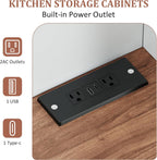 GarveeLife 71" Pantry Cabinet with Charging Station, Tall Kitchen Pantry Storage Cabinet with Microwave Stand, Large Farmhouse Kitchen Hutch with Cabinet Doors & Drawer for Living Room, Dining Room