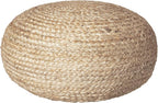Decor Therapy Round Pouf Ottoman Footrest, Natural Jute Woven, Boho Pouf, Bohemian Style Casual Seating for Living Room, Bedroom, Patio Decor 19"x 19"x 10.5"
