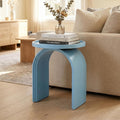 ROCITY Round Side Table, Modern Wood End Table with Sturdy Base, Small Blue Drink Table for Living Room, Bedroom and Small Spaces