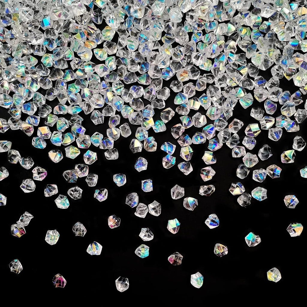 Iridescent Vase Filler, 1400 PCS 6 * 9 mm Acrylic Ice Cubes Acrylic Gem Plastic Diamonds Acrylic Table Centerpiece