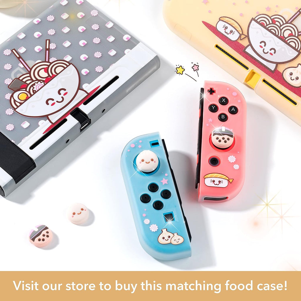 BelugaDesign Boba Dumpling Thumb Grips | Cute Cutecore Food Pork Bun Face Bubble Tea | Kawaii Japanese Button Joystick Cap Cover | Compatible with Nintendo Switch 1 Standard Lite OLED