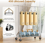 Simple Trending Heavy Duty Clothes Rack Load 450 LBS, Clothing Rack for Hanging Clothes, Garment Rack with Wheels & Shelves, for the Bedroom, Laundry Room