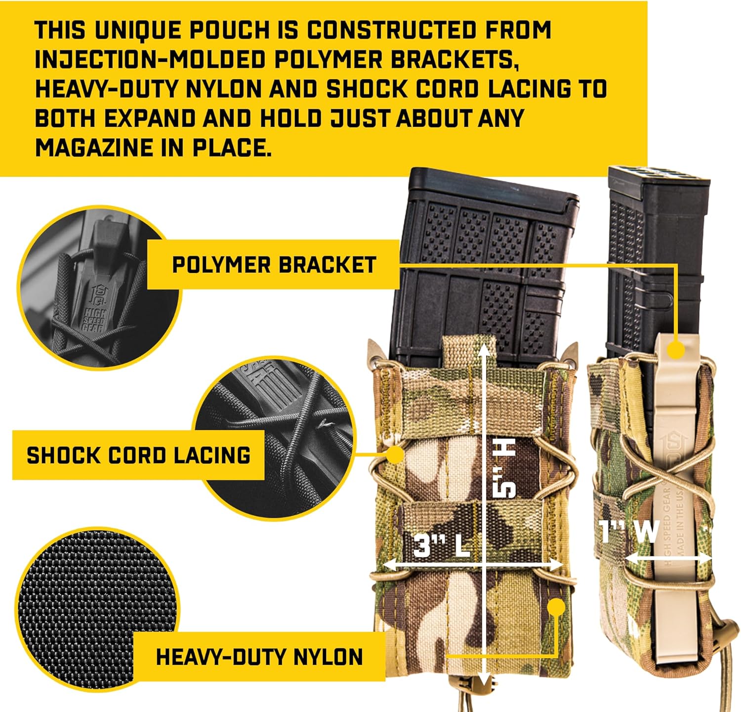 High Speed Gear - Original Taco MOLLE Mag Pouch, Police Gear & Military Gear, Tactical Magazine Pouch for Professionals